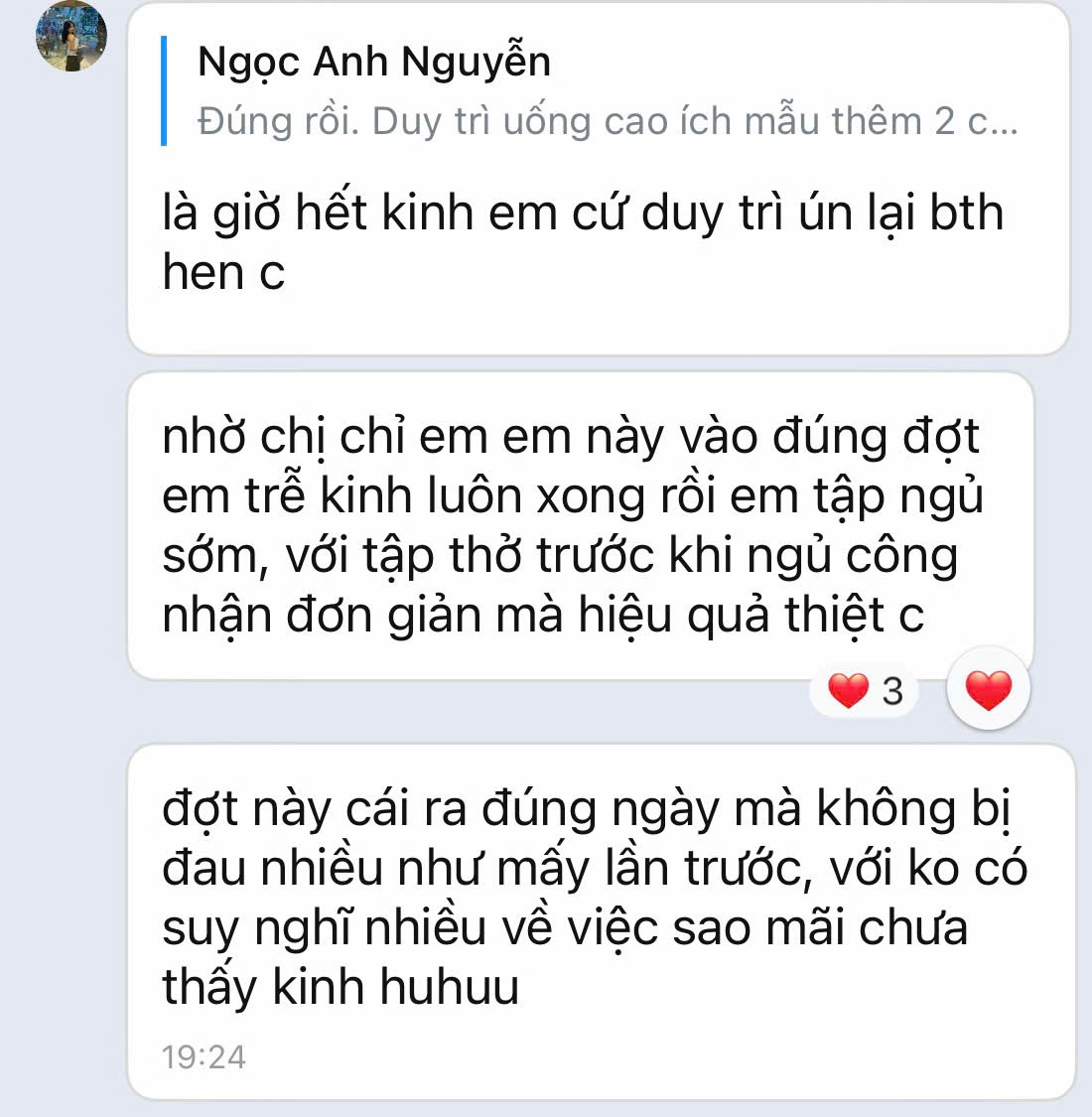 Phản hồi học viên về chu kỳ và giấc ngủ