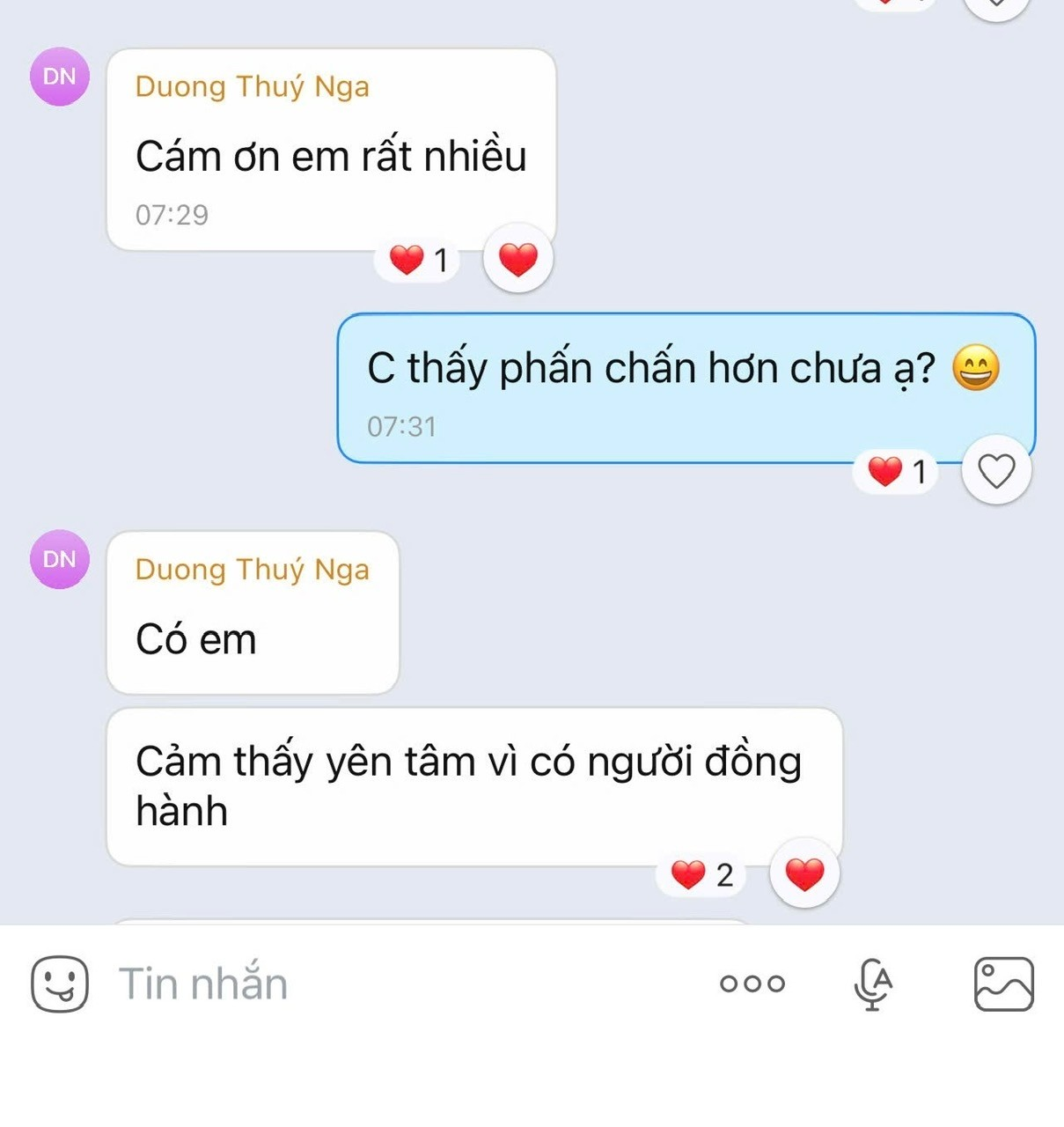 Phản hồi học viên cảm thấy yên tâm vì được đồng hành