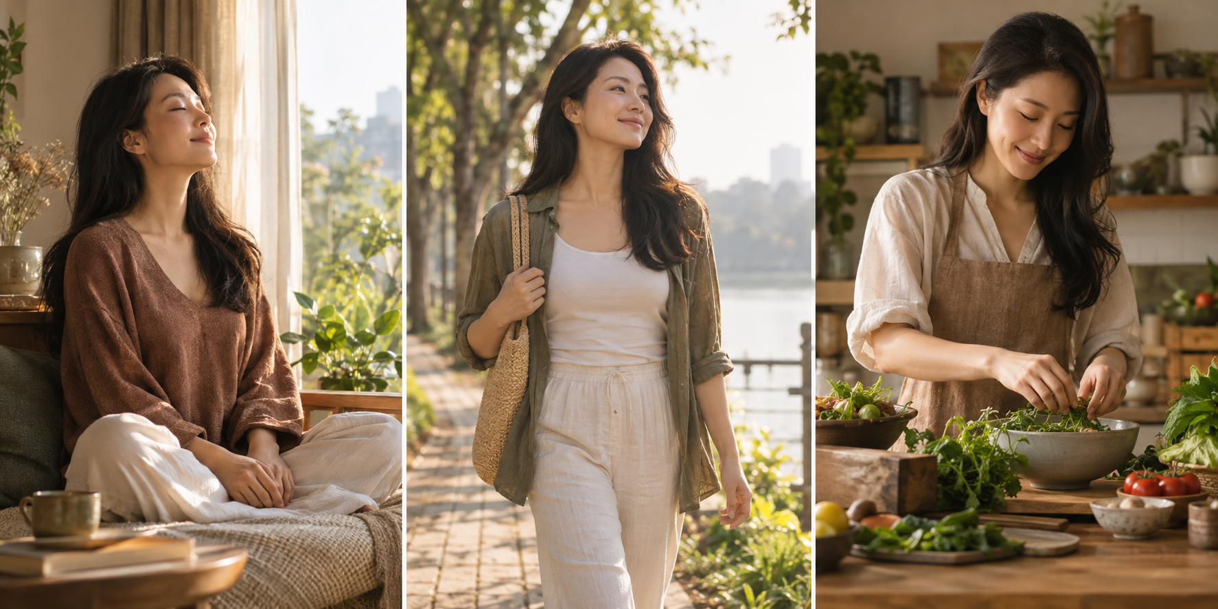 Người phụ nữ thư giãn và làm dịu hệ thần kinh